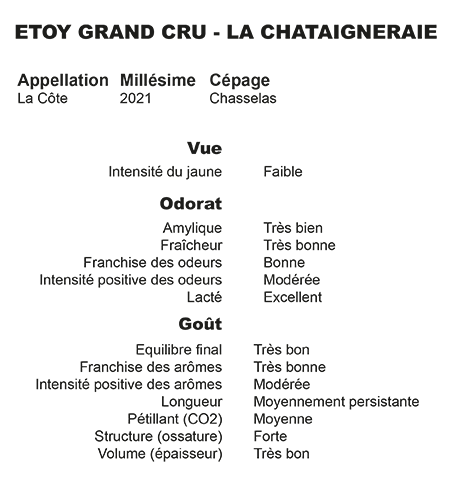 tableau terravin ppour le Chasselas 2021